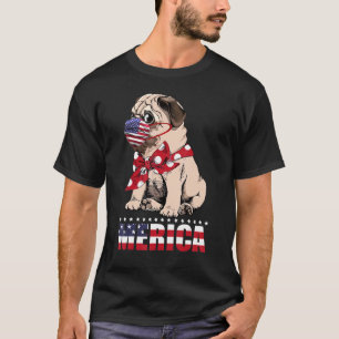 Mops Hund Merica Punkte 4. Juli Kinder Jungen T-Shirt