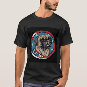 Mops-Hund mit Bandana Rot Weiß Blau Patriotisch A T-Shirt