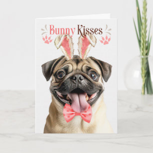 Mops-Hund mit Hasenohren zu Ostern Feiertagskarte