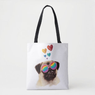 Mops-Hund mit Herzen Valentinstag