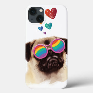 Mops Hund mit Herzen Valentinstag Case-Mate iPhone Hülle