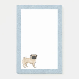 Mops-Hund mit Reh-Fellfarbe Design in Blau Post-it Klebezettel