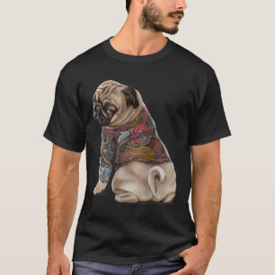 Mops Hund mit traditionellem japanischen Drachen T T-Shirt
