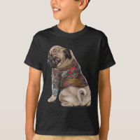 Mops Hund mit traditionellem japanischen Drachen T