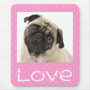Mops-Hund-Mops-Hund-Rosa-Punkte-Mauspad Mousepad