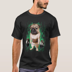 Mops-Hund Muskel Training mit Langhantel-Schulterz T-Shirt