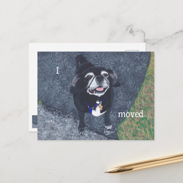 Mops-Hund neue Adress-Postkarten Postkarte (Vorderseite/Rückseite Beispiel)
