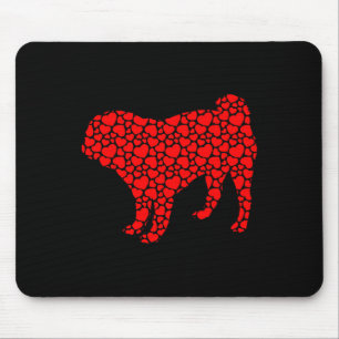 Mops Hund Niedliche Silhouette Herzstück Valentine Mousepad