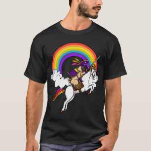 Mops-Hund-Pirat reitet Einhorn T-Shirt