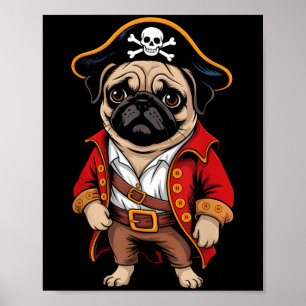Mops Hund Pirate Shirt Jungs Kinder Skull Hallowee Poster