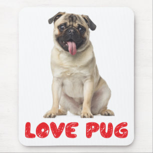 Mops Hund Pug Rot Liebe Mauspad