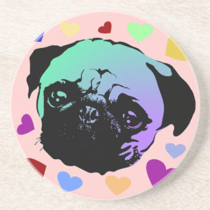 Mops-Hund Puppy PopArt Retro-Stil Getränkeuntersetzer