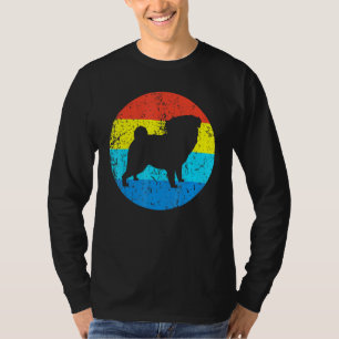 Mops Hund Rasse Silhouette Retro 1970er Kreis T-Shirt