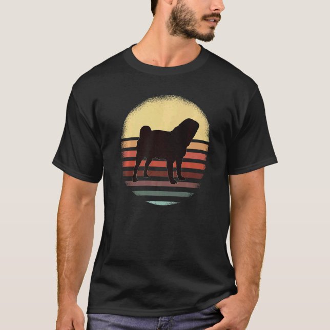 Mops Hund Retro 16 T-Shirt (Vorderseite)