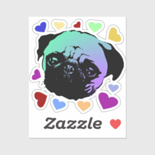 Mops-Hund Retro PopArt-Stil Aufkleber