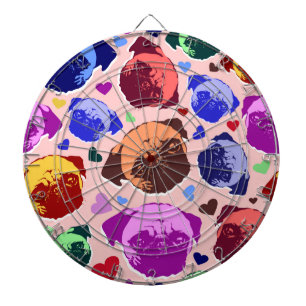 Mops-Hund Retro PopArt Stil Dartscheibe