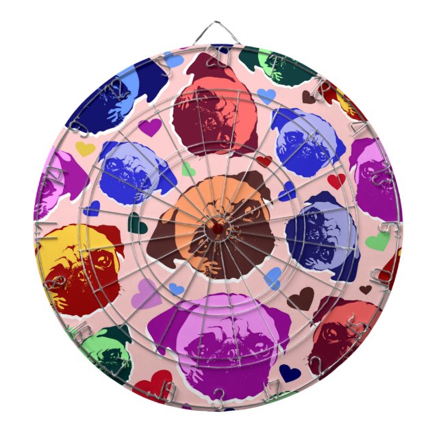 Mops-Hund Retro PopArt Stil Dartscheibe (vorne)