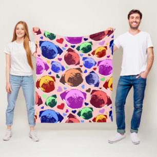 Mops-Hund Retro PopArt-Stil Fleecedecke