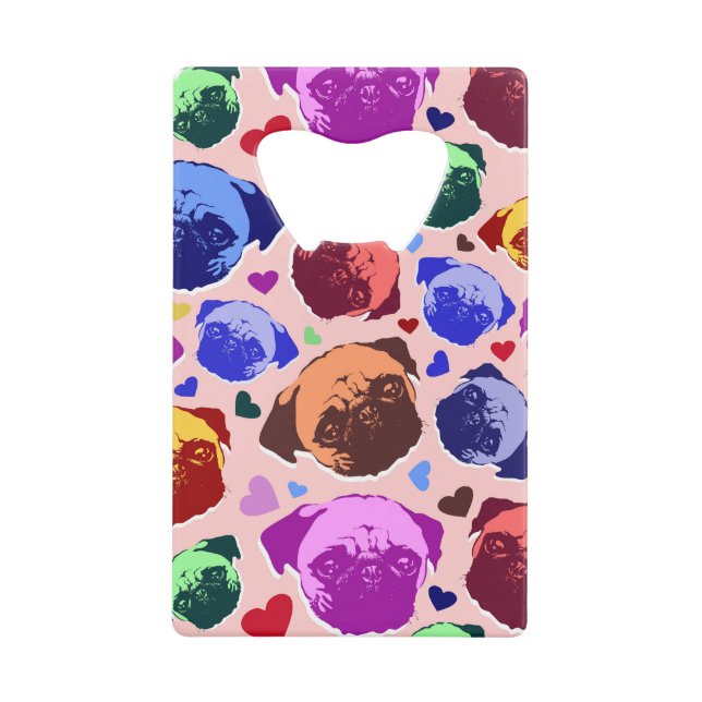 Mops-Hund Retro PopArt Stil Geldbeutel Flaschenöffner (Vorderseite)