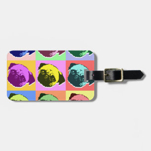 Mops-Hund Retro PopArt Stil Gepäckanhänger