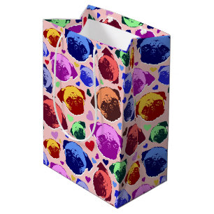 Mops-Hund Retro PopArt Stil Mittlere Geschenktüte