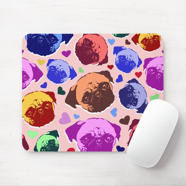 Mops-Hund Retro PopArt-Stil Mousepad (Mit Mouse)