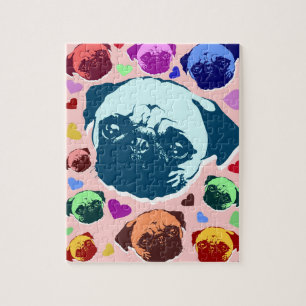 Mops-Hund Retro PopArt Stil Puzzle