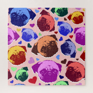 Mops-Hund Retro PopArt-Stil Puzzle