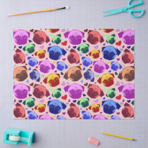 Mops-Hund Retro PopArt Stil Seidenpapier