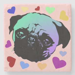 Mops-Hund Retro PopArt Stil Steinuntersetzer