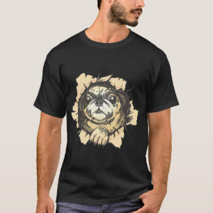 Mops Hund riss Wand T-Shirt