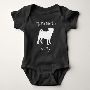 Mops Hund Silhouette Big Sibling Baby Strampler