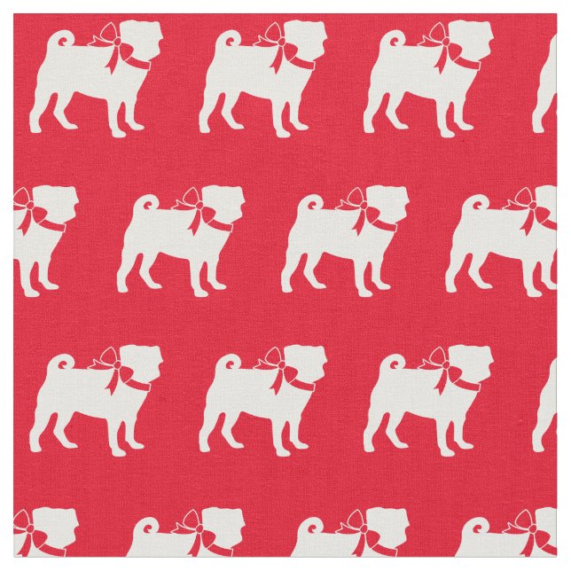 Mops Hund Silhouette Haustier Rot Stoff (Nahaufnahme)