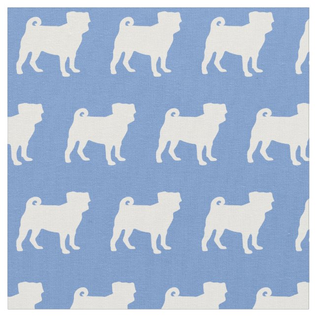 Mops Hund Silhouette Pet Light Blue Stoff (Nahaufnahme)
