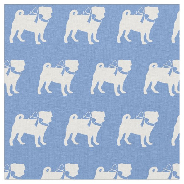Mops Hund Silhouette Pet Light Blue Stoff (Nahaufnahme)