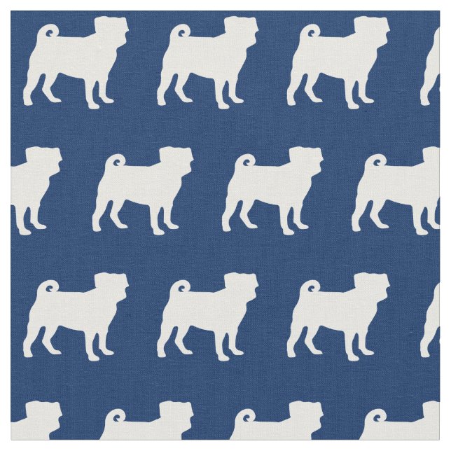 Mops Hund Silhouette Pet Navy Blue Stoff (Nahaufnahme)