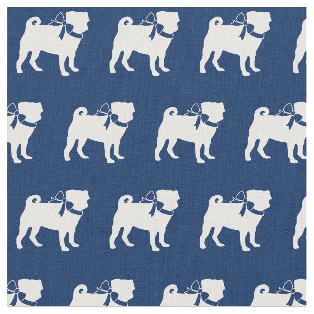 Mops Hund Silhouette Pet Navy Blue Stoff (Nahaufnahme)