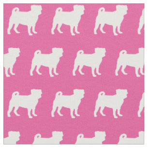 Mops Hund Silhouette Pet Pink Stoff