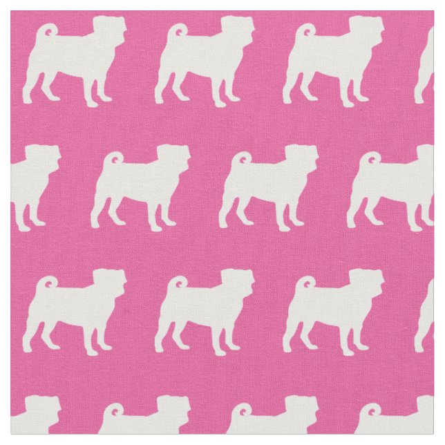 Mops Hund Silhouette Pet Pink Stoff (Nahaufnahme)