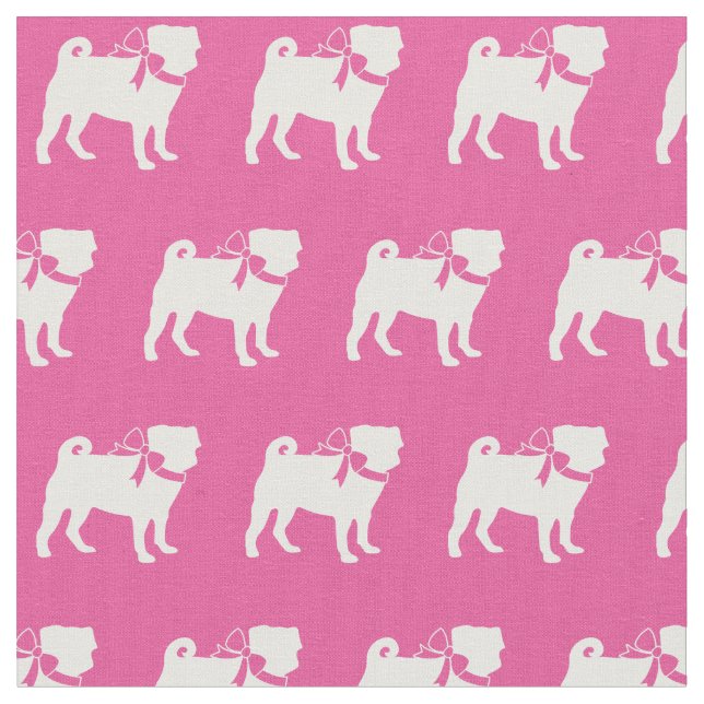Mops Hund Silhouette Pet Pink Stoff (Nahaufnahme)