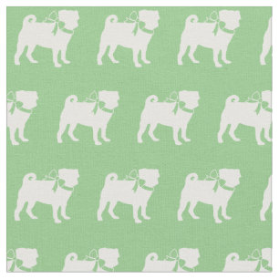 Mops Hund Silhouette Pet Sage Green Stoff