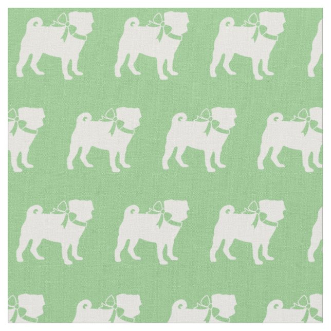 Mops Hund Silhouette Pet Sage Green Stoff (Nahaufnahme)