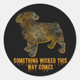 Mops Hund Silhouette Spaß Halloween Runder Aufkleber