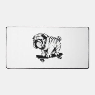 Mops-Hund Skateboarder Street-Art-Zeichnung Schreibtischunterlage