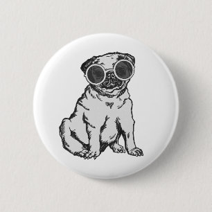 Mops-Hund-Sonnenbrille schräg wunderlich Button