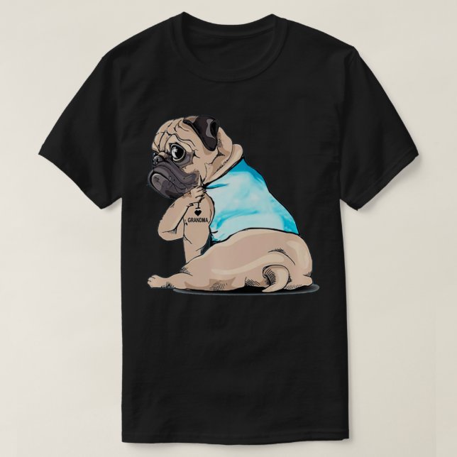 Mops Hund Tattoo Liebe Oma T-Shirt (Design vorne)