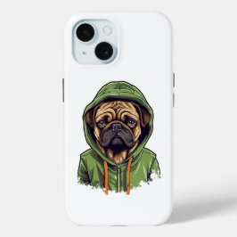 Mops Hund trägt grüne Hoodie Case-Mate iPhone Hülle