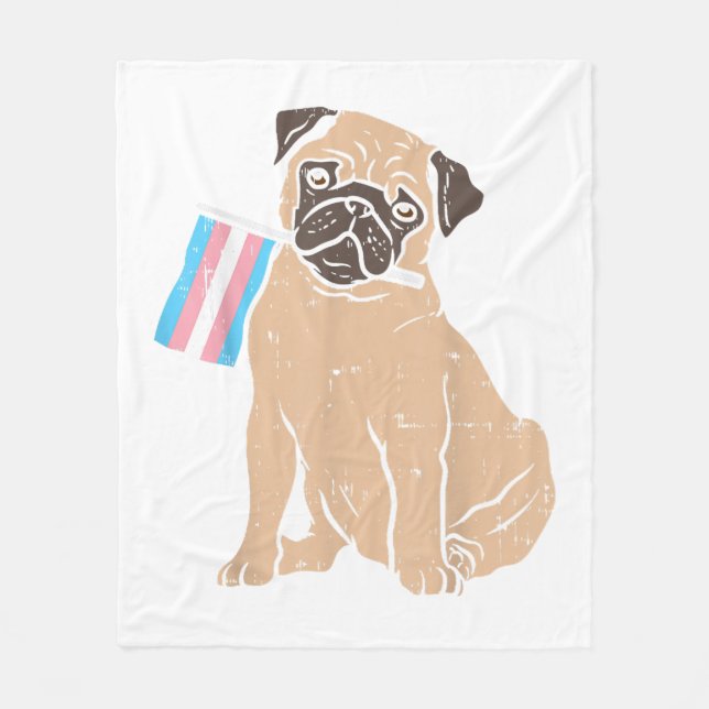 Mops Hund Transgender-Flagge Trans Pride LGBT Anim Fleecedecke (Vorderseite)