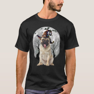 Mops Hund und Mond Halloween Kostümhund T-Shirt