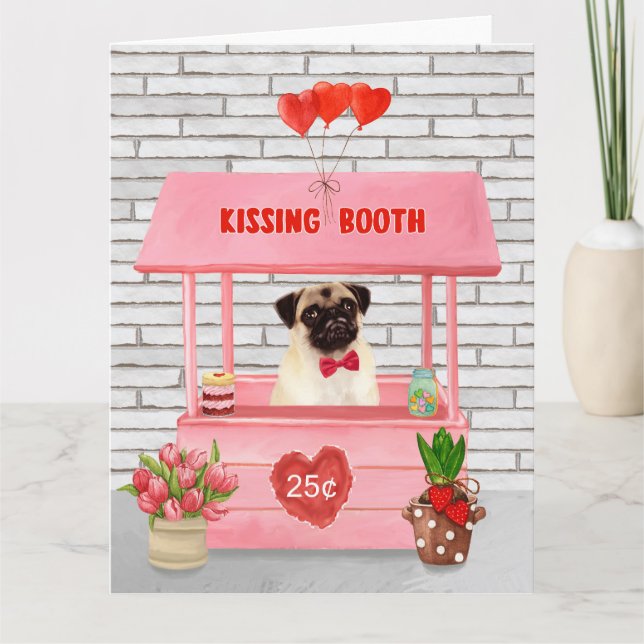 Mops Hund Valentinstag Kissing-Stand Karte (Vorderseite)
